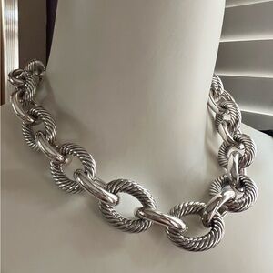 David Yurman Sterling Silver Ultra Oval Link 22mm Chain Necklace 18 1/4” Long